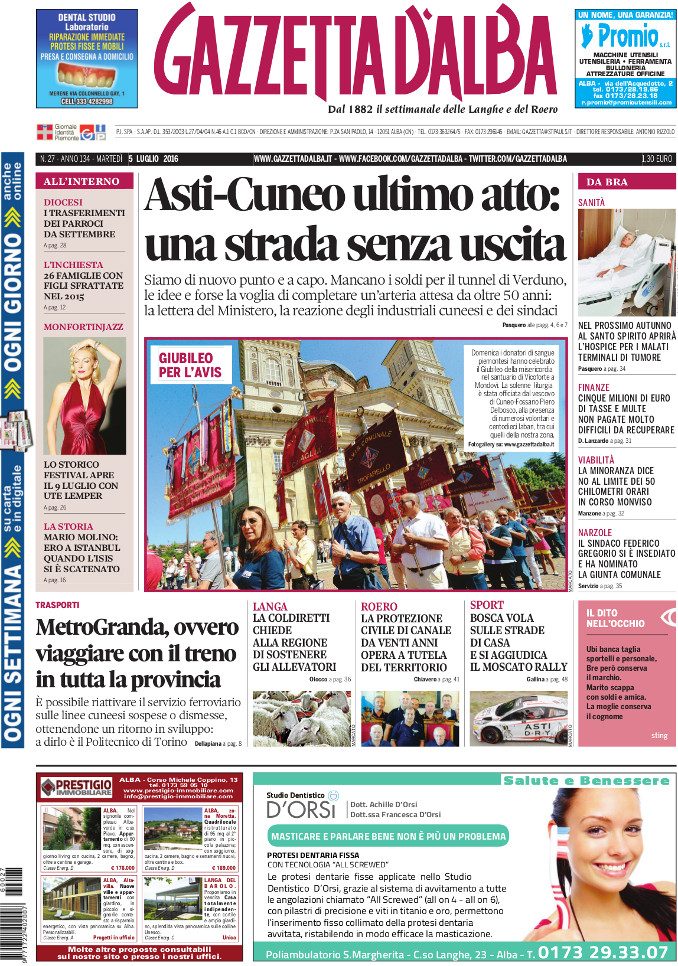 La copertina di Gazzetta d’Alba del 5 luglio