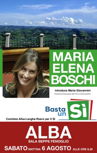 Il Ministro Maria Elena Boschi ad Alba il 6 agosto per il Sì al referendum 1