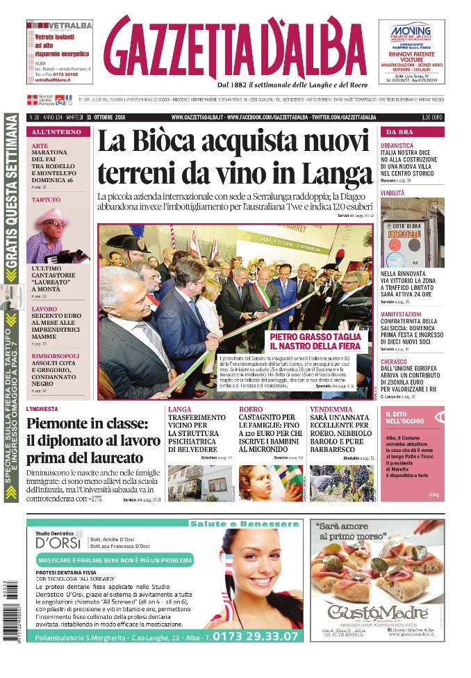 La copertina di Gazzetta d’Alba in edicola martedì 11 ottobre