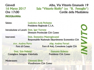 Convegno Cia sul "Testo unico del vino" giovedì 16 marzo in sala Riolfo