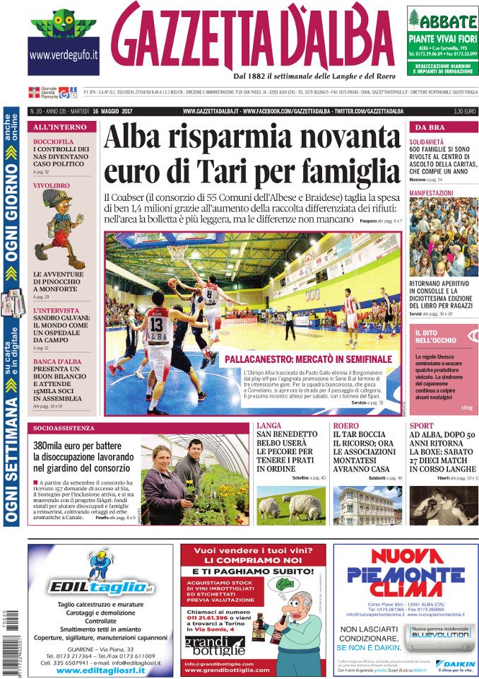 La copertina di Gazzetta di martedì 16 maggio