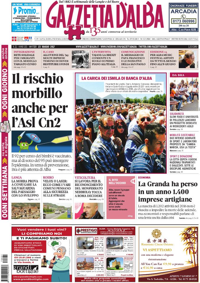 La copertina di Gazzetta di martedì 23 maggio 1