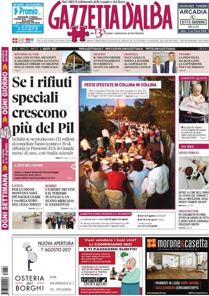 La copertina di Gazzetta di martedì  1° agosto