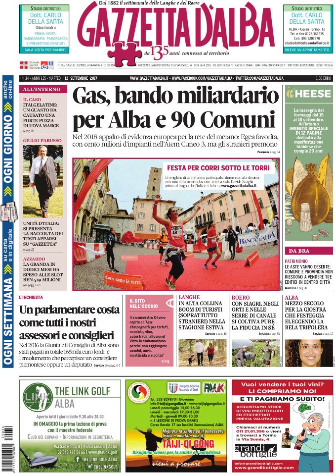 La copertina di Gazzetta di martedì 12 settembre