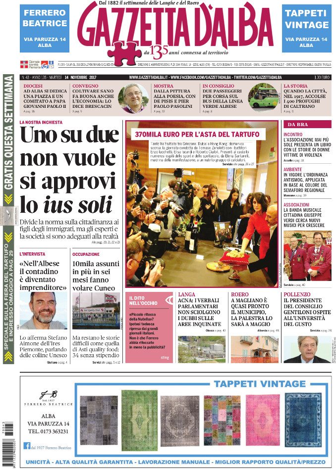 La copertina di Gazzetta in edicola martedì 14 novembre