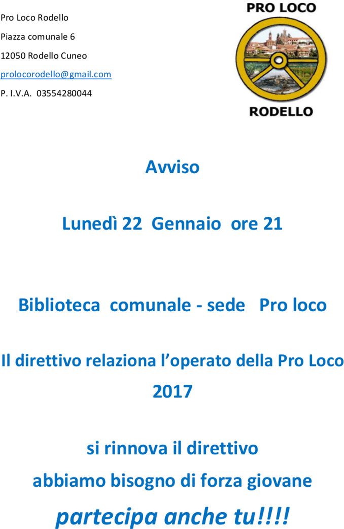 La Pro loco di Rodello rinnova il direttivo