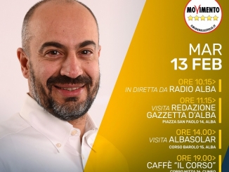 Giornata albese per il giornalista candidato nel M5s Gianluigi Paragone