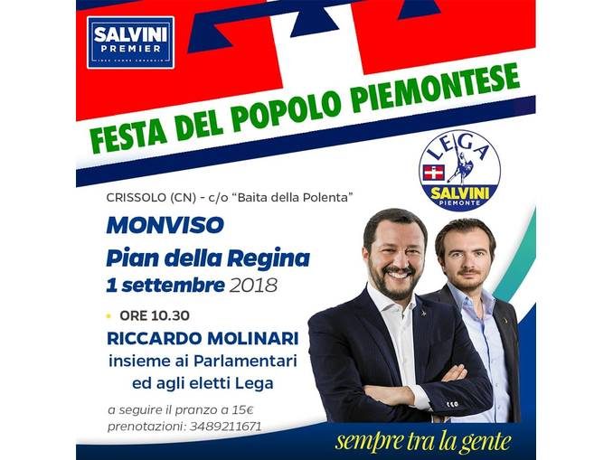 La Lega invita alla Festa del popolo piemontese a Pian della regina