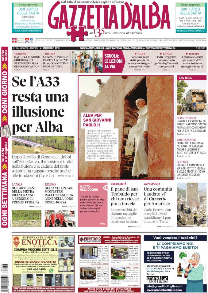 La copertina di Gazzetta in edicola martedì 4 settembre