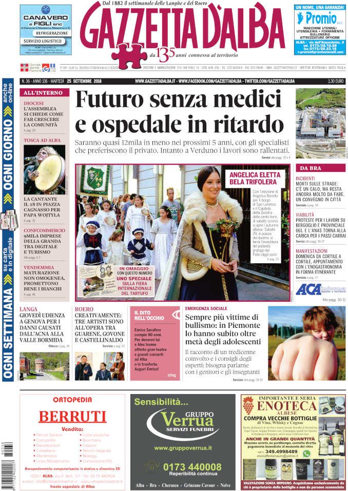 La copertina di Gazzetta in edicola martedì 25 settembre 1