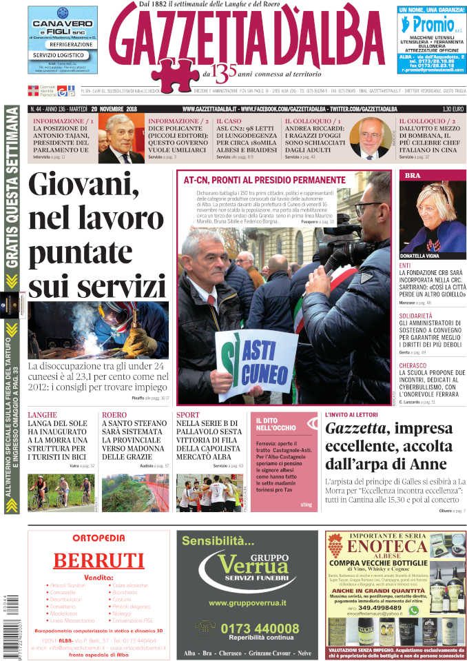 La copertina di Gazzetta in edicola martedì 20 novembre