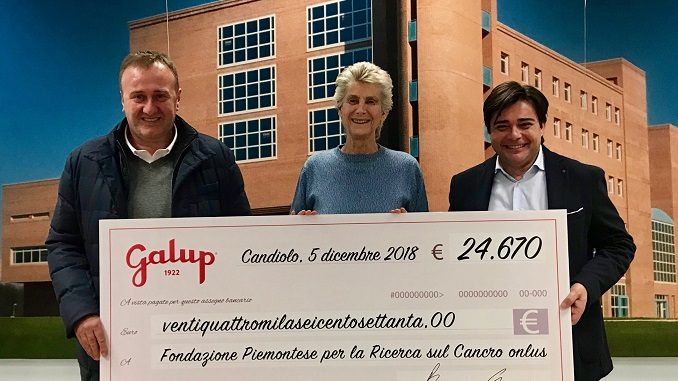 Galup dona 24.670 euro alla Fondazione per la ricerca sul Cancro di Candiolo