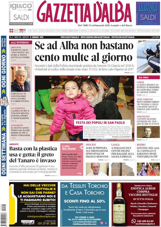 La copertina di Gazzetta d'Alba in edicola martedì 8 gennaio