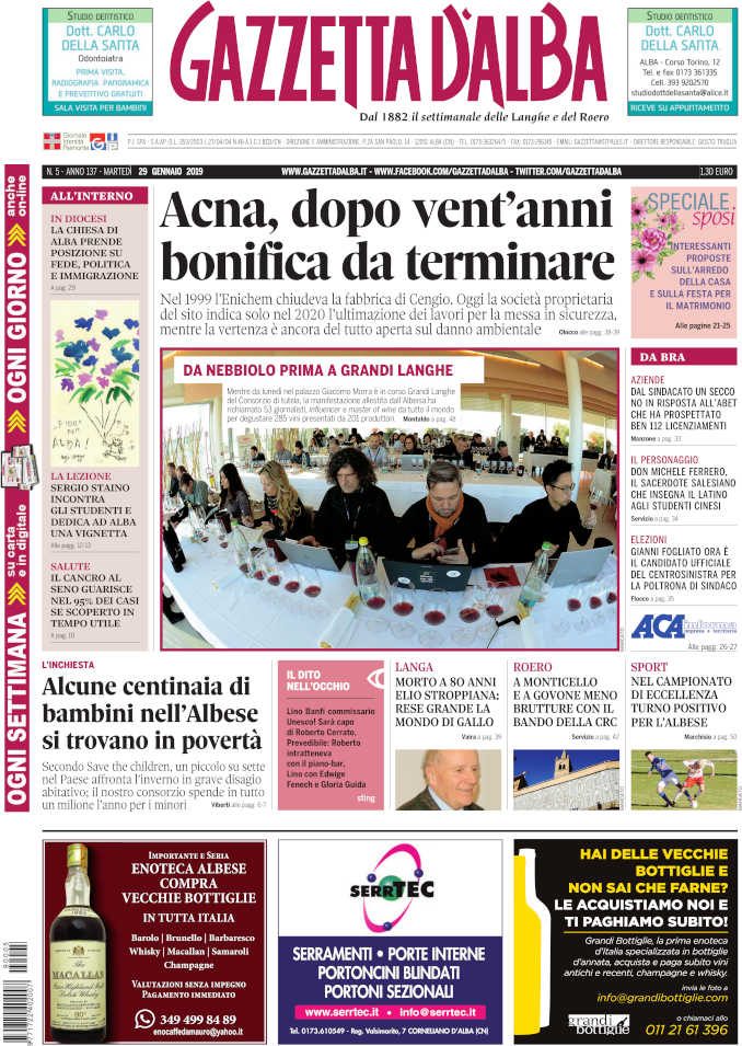 La copertina di Gazzetta d'Alba in edicola martedì 29 gennaio