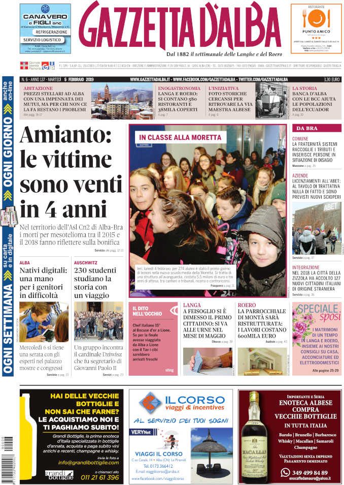 La copertina di Gazzetta d'Alba in edicola martedì 5 febbraio