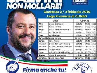 La Lega cuneese raccoglie le firme a sostegno di Matteo Salvini