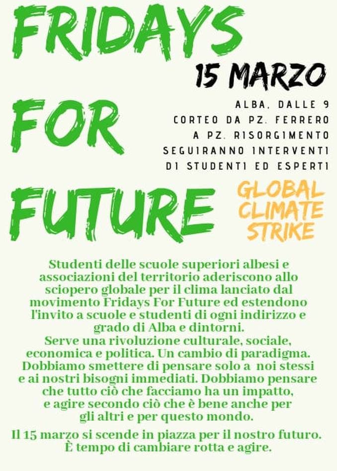 Fridays for future, quasi pronti per la manifestazione di domani ad Alba
