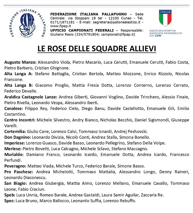 Pallapugno giovanile: ufficiale il calendario degli Juniores e degli Allievi 2