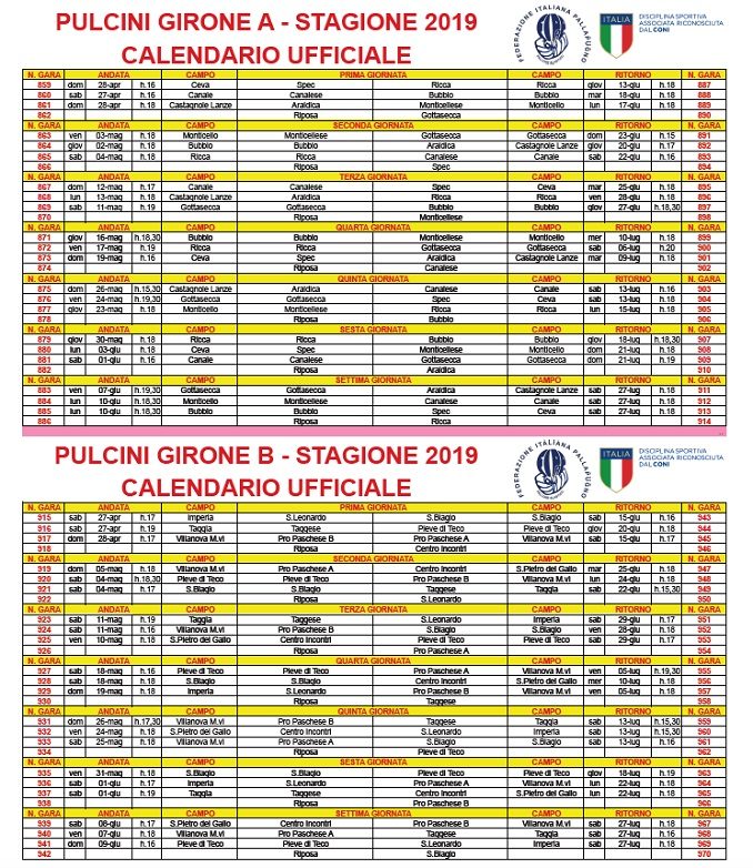 Pallapugno: ecco il calendario dei pulcini