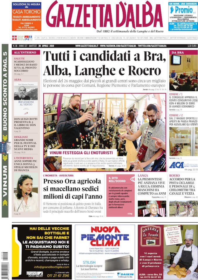 La copertina di Gazzetta d'Alba in edicola martedì 30 aprile