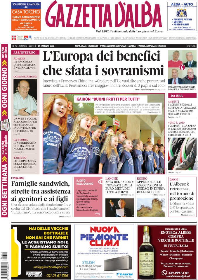 La copertina di Gazzetta d'Alba in edicola martedì 14 maggio