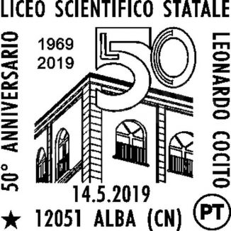 Annullo filatelico in occasione del 50° anniversario del liceo scientifico Leonardo Cocito di Alba