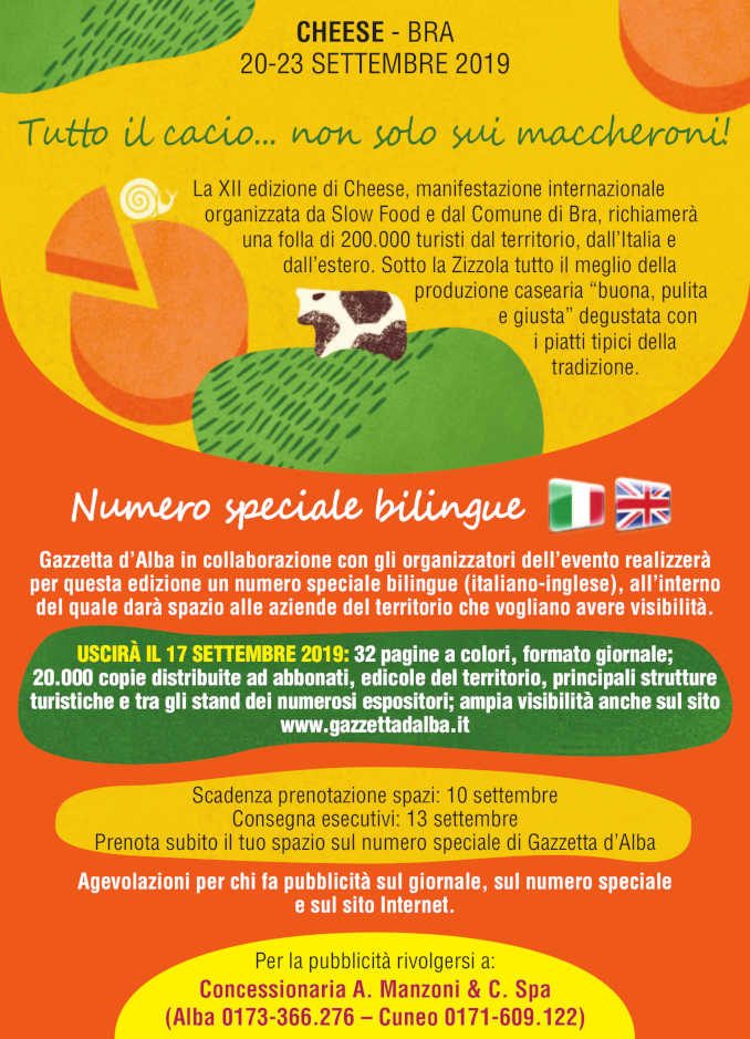 Cheese 2019: prenota uno spazio sul numero speciale bilingue