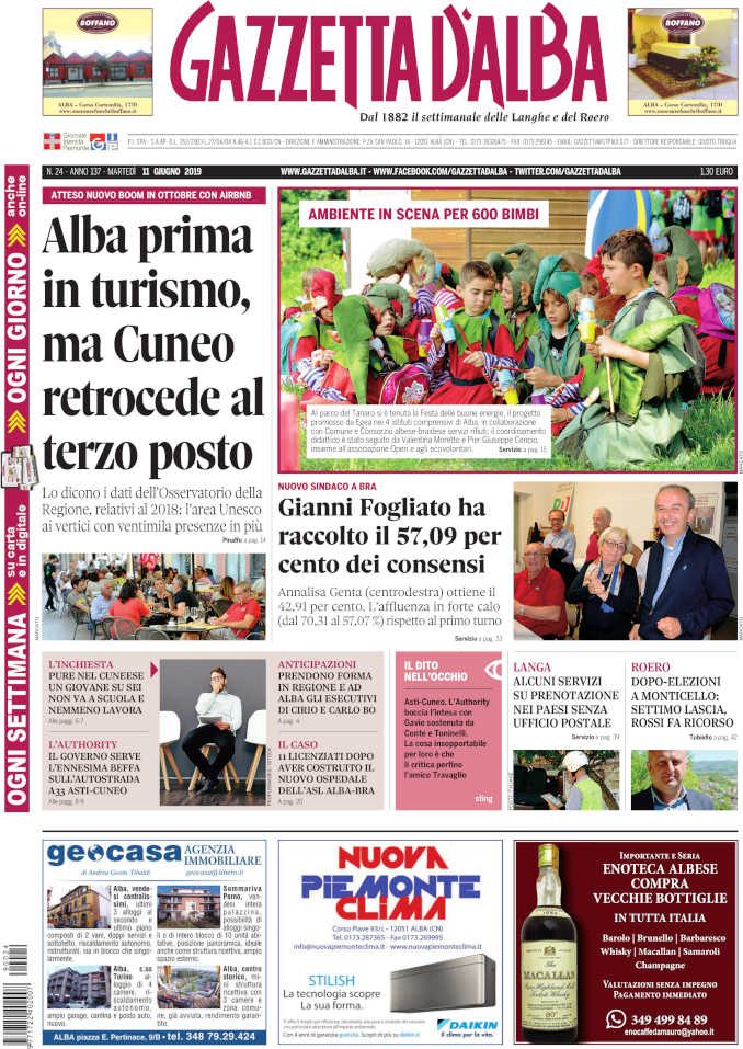 La copertina di Gazzetta d'Alba in edicola martedì 11 giugno