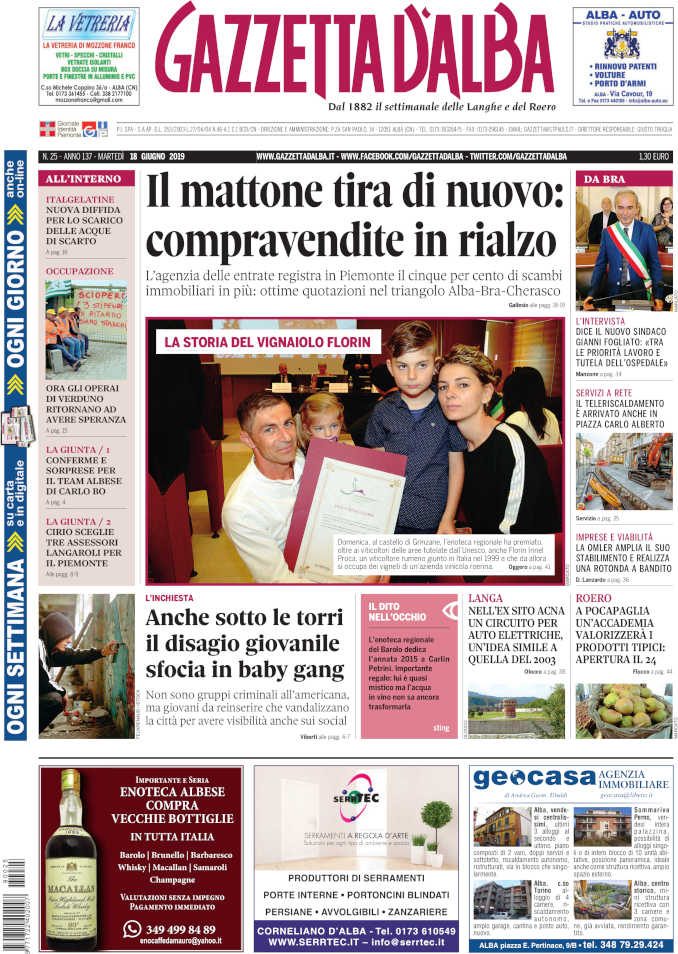 La copertina di Gazzetta d'Alba in edicola martedì 18 giugno