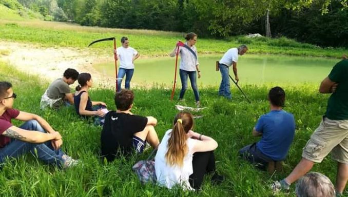 Sperimentato lo sfalcio manuale al laghetto di Serralunga