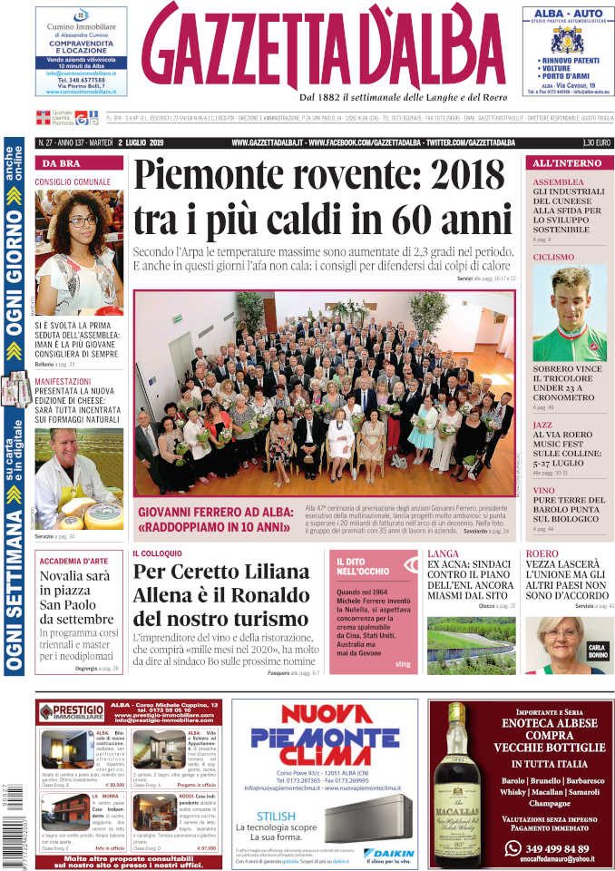 La copertina di Gazzetta d'Alba in edicola martedì 2 luglio