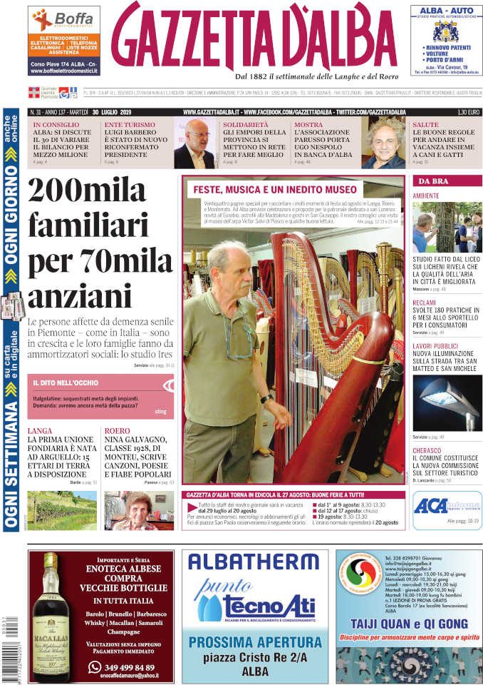 La copertina di Gazzetta d'Alba in edicola sabato 27 luglio