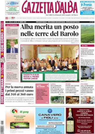 La copertina di Gazzetta d'Alba in edicola martedì 27 agosto