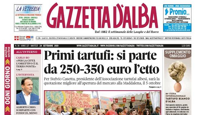 La copertina di Gazzetta d'Alba in edicola martedì 24 settembre 1