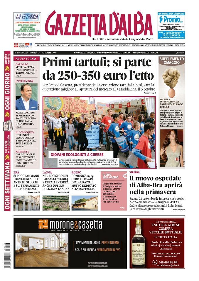 La copertina di Gazzetta d'Alba in edicola martedì 24 settembre 1