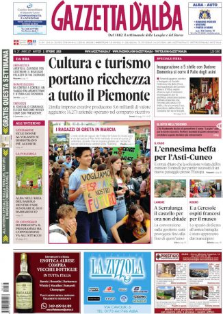 La copertina di Gazzetta d’Alba in edicola martedì 1° ottobre