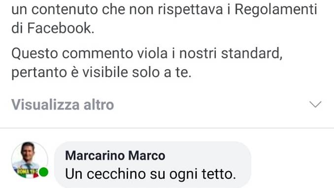 Sospeso per tre giorni il profilo Facebook dell'assessore Marcarino