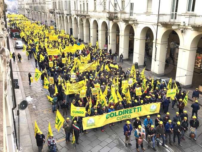 Coldiretti: 4mila agricoltori manifestano a Torino