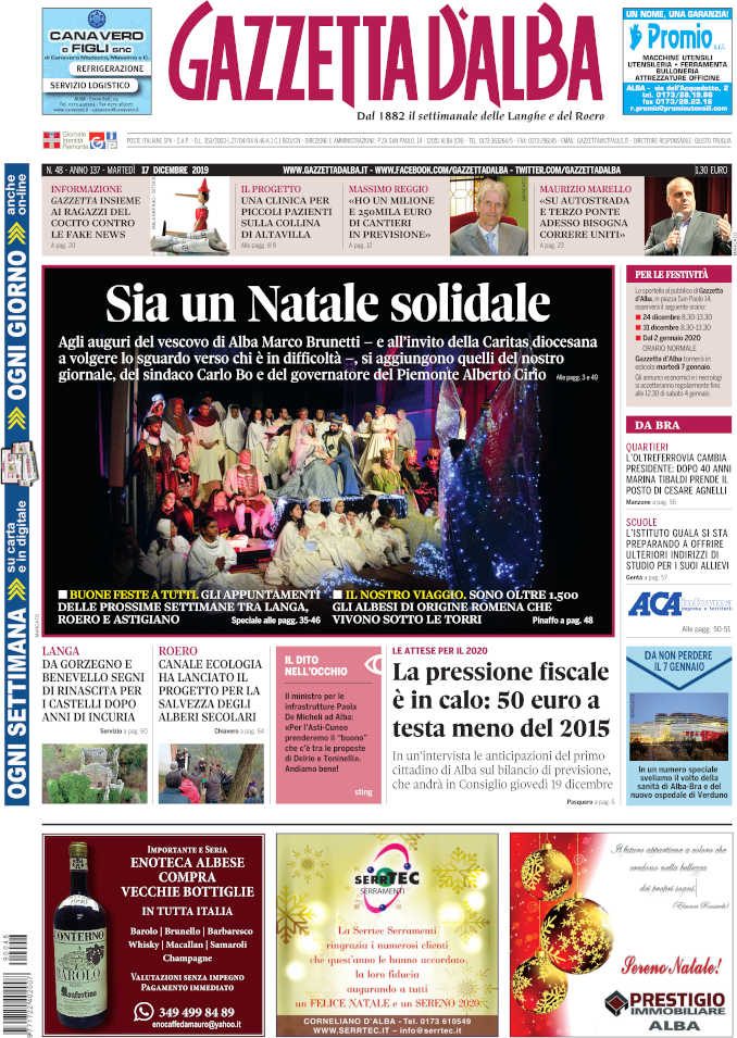 La copertina di Gazzetta d’Alba in edicola martedì 17 dicembre