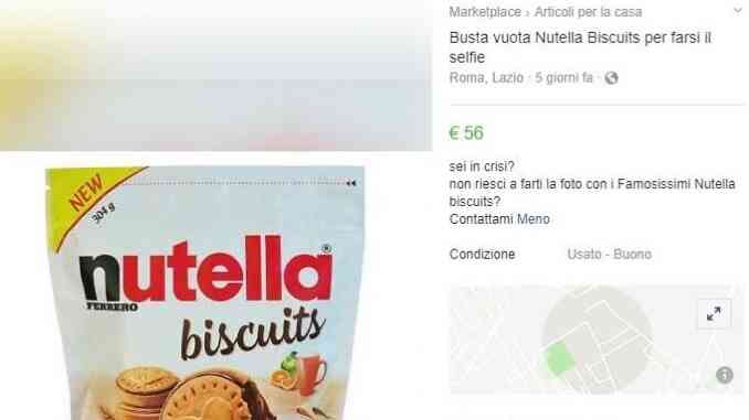 Nutella Biscuits, sacchetto vuoto in vendita a 56 euro 1