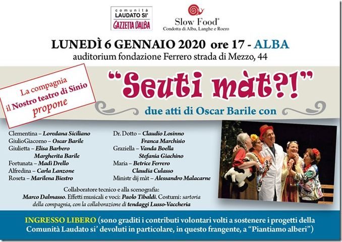 Spettacolo teatrale per la comunità Laudato si’ azzetta d’Alba e il progetto Piantiamo alberi