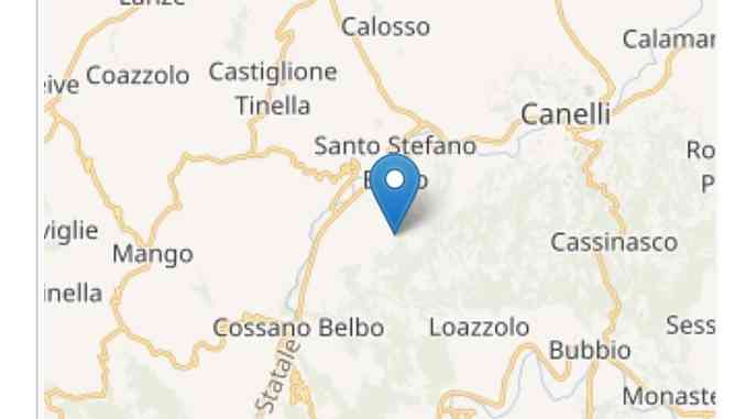 Terremoto di magnitudo 1.6 con epicentro a Santo Stefano Belbo