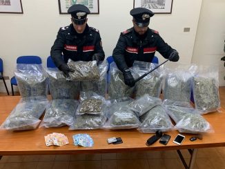 I carabinieri di Torino impegnati nei controlli per Covid19 gli trovano in auto 13 sacchi di infiorescenze di marijuana