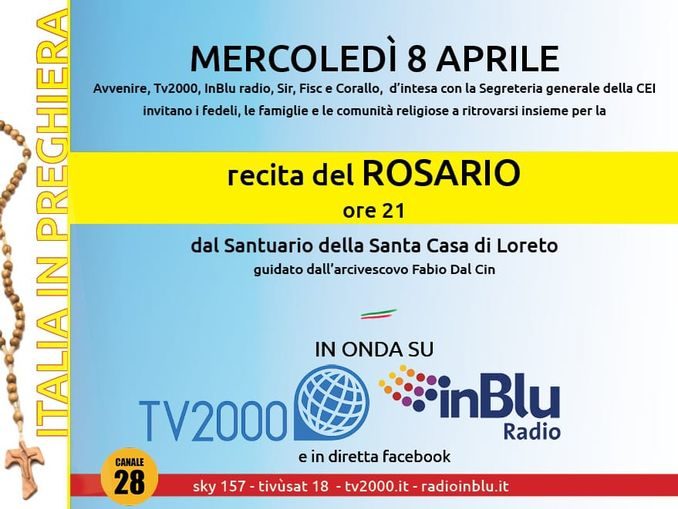 Questa sera la recita del Rosario unirà tutti i fedeli d’Italia 1