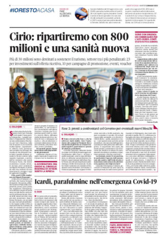 Dalla crisi sanitaria a quella economica: Cirio fa il punto sul numero di Gazzetta in edicola domani