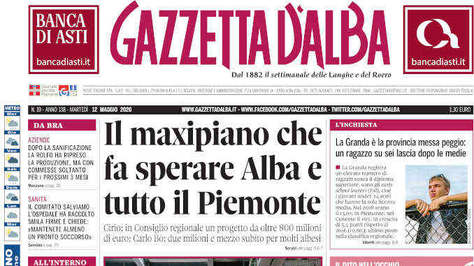 La copertina di Gazzetta d’Alba in edicola martedì 12 maggio