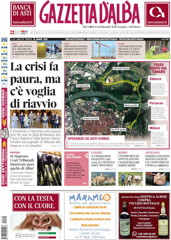 La copertina di Gazzetta d’Alba in edicola martedì 19 maggio