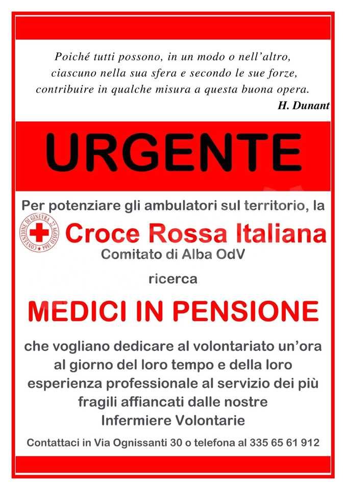 La Croce rossa di Alba cerca medici in pensione per gli ambulatori sul territorio