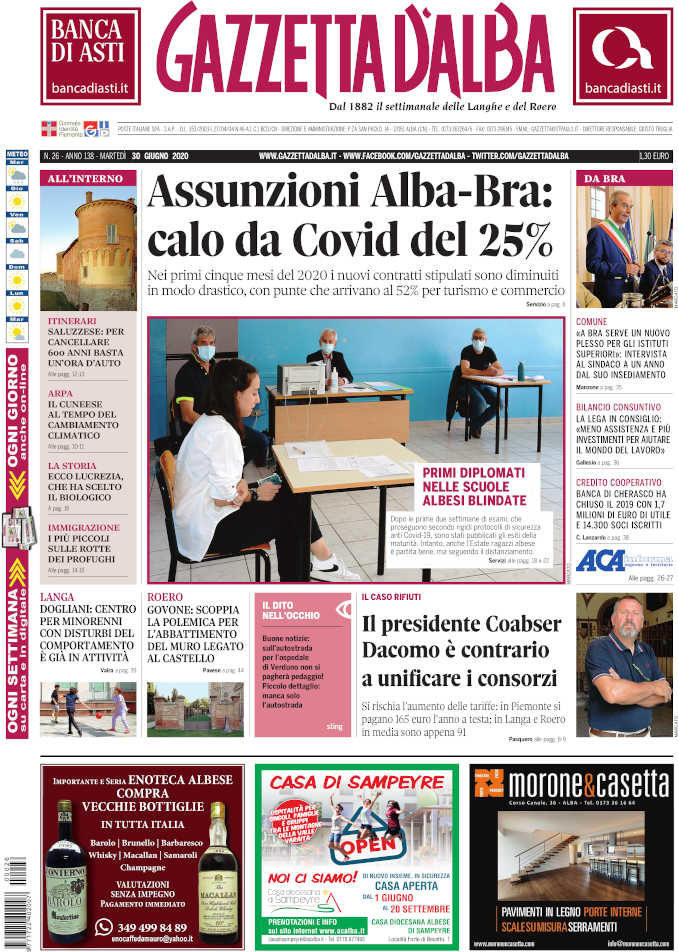 La copertina di Gazzetta d’Alba in edicola martedì 30 giugno