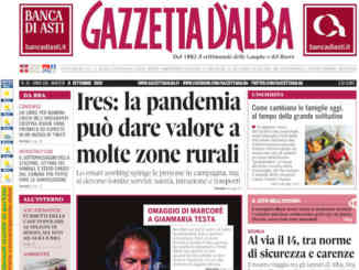 La copertina di Gazzetta d’Alba in edicola martedì 8 settembre